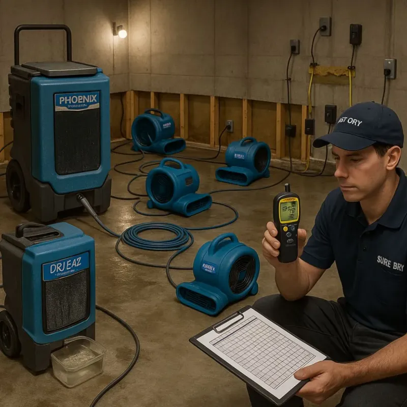 Structural Drying and Dehumidification process in Pixley, CA